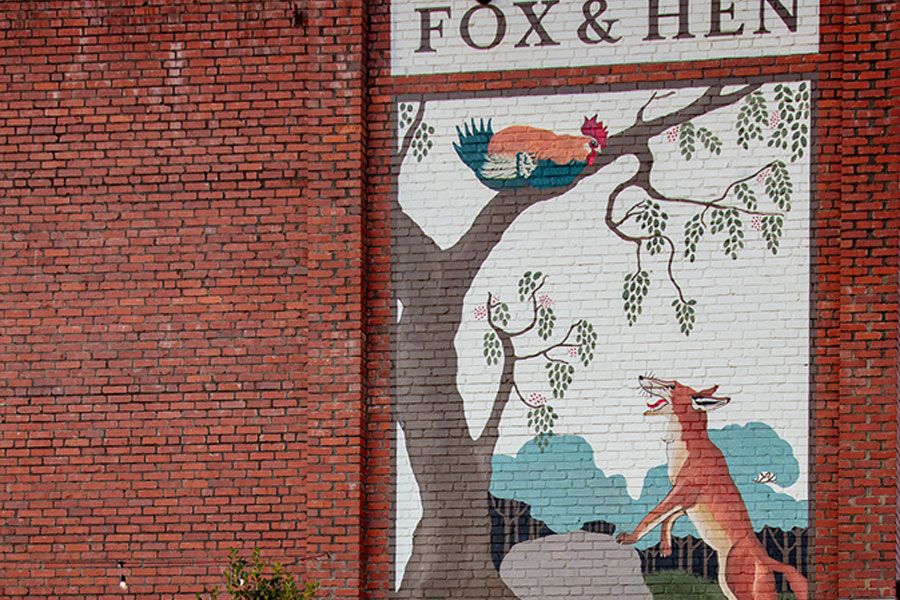 Fox and Hen Mural in Camden, Alabama