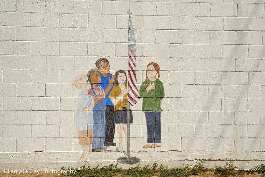 Flag Pole Mural in Pine Hill, Alabama